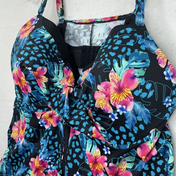 NEW Swimsuits For All Womens Plus Size 28 Floral Print Underwire Tankini Top - Picture 15 of 16
